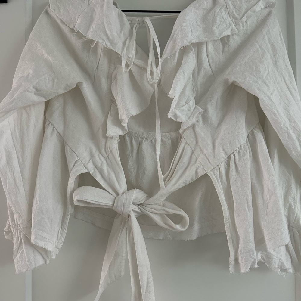 Free People Cream Ruffled Blouse - Picture 2 of 5